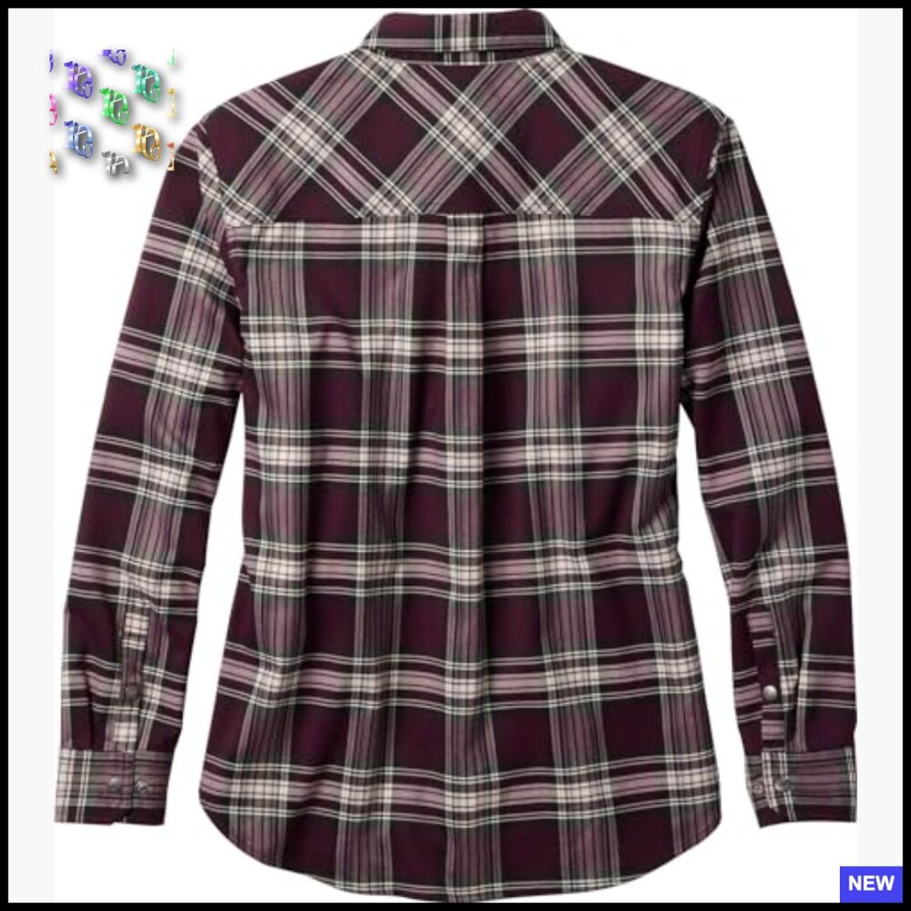 Performance Flannel Button Down Shirt Relaxed Fit… - image 3